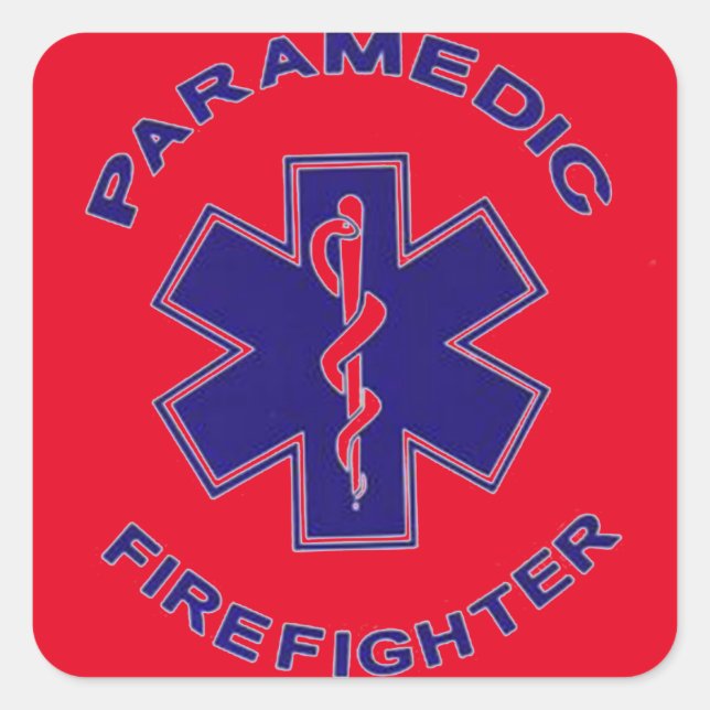 Sticker Carré Paramedic du pompier (Devant)