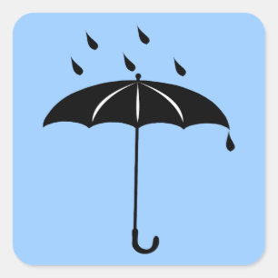 Sticker Carré Parapluie - Pluie gouttes pluie