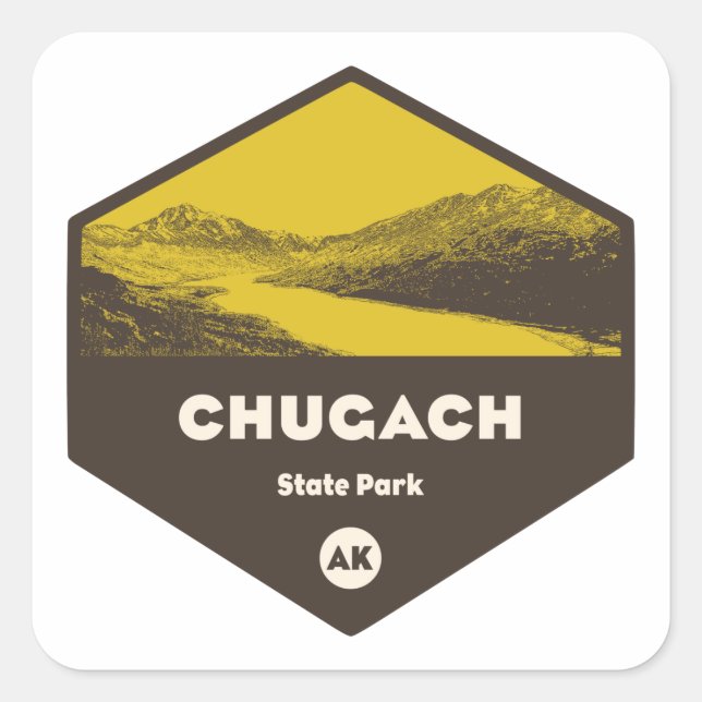 Sticker Carré Parc d'état de Chugach, Alaska (Devant)