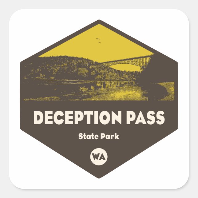 Sticker Carré Parc d'état de Deception Pass Washington (Devant)