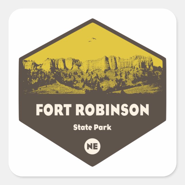 Sticker Carré Parc d'état de Fort Robinson Nebraska (Devant)