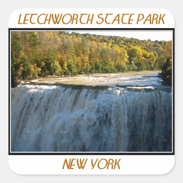 Sticker Carré Parc d'état de Letchworth Middle Falls (Devant)