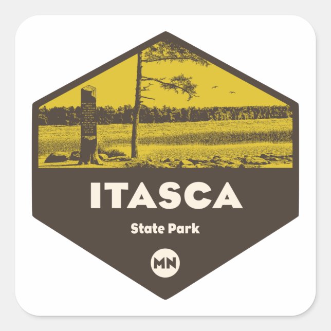 Sticker Carré Parc d'état d'Itasca Minnesota (Devant)