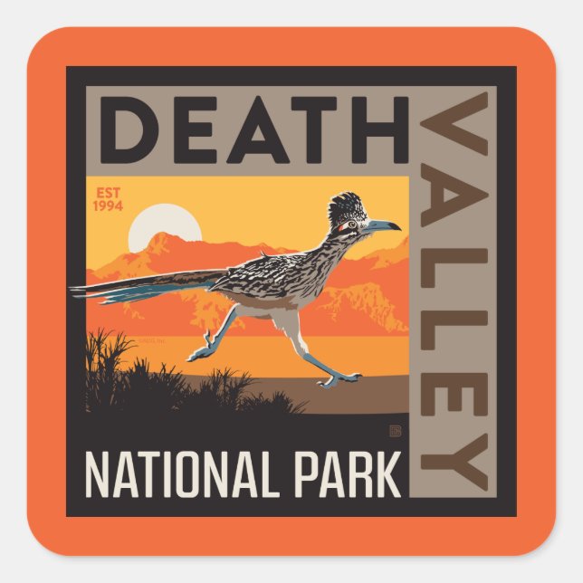 Sticker Carré Parc national de Death Valley | Roadrunner (Devant)