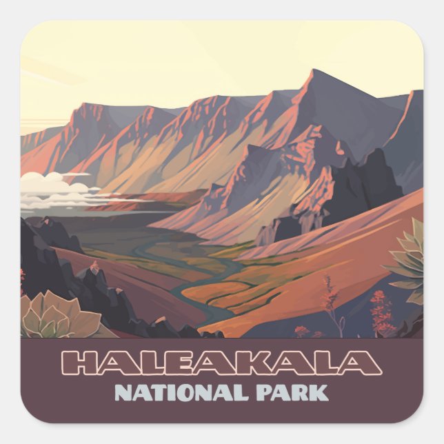 Sticker Carré Parc national de Haleakala Cratère volcanique de M (Devant)