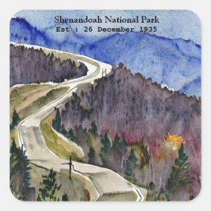 Sticker Carré Parc national de Shenandoah skyline de la couleur 
