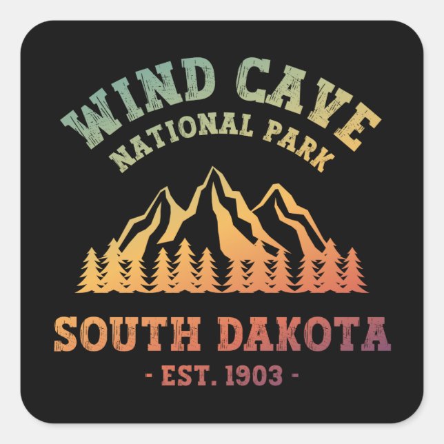 Sticker Carré Parc national de Wind Cave Dakota du Sud (Devant)