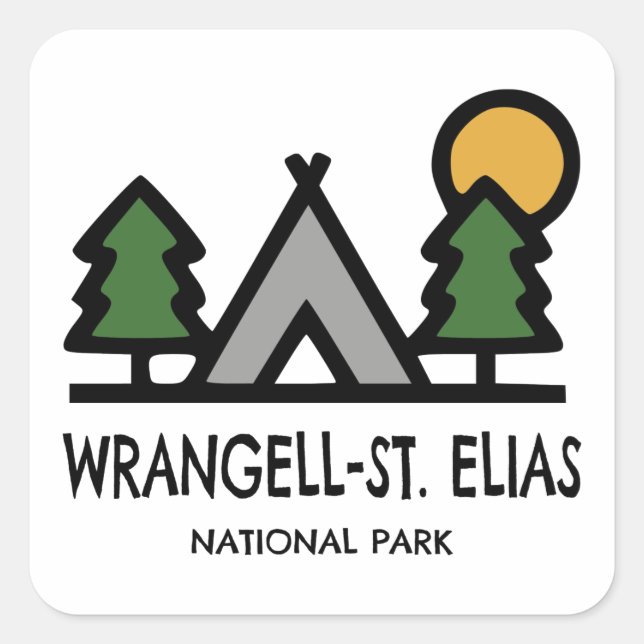 Sticker Carré Parc national de Wrangell-St. Elias (Devant)