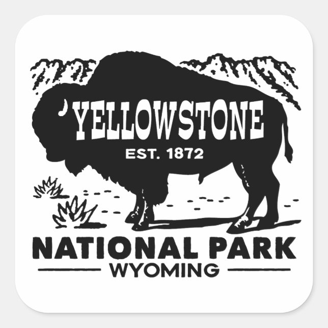 Sticker Carré Parc national de Yellowstone (Devant)