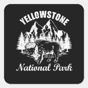 Sticker Carré Parc national de Yellowstone Bison Yellowstone
