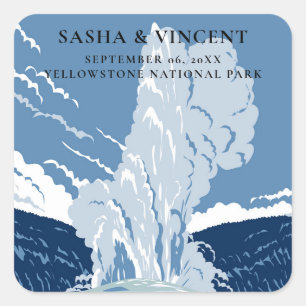Sticker Carré Parc national de Yellowstone Mariage Rétro