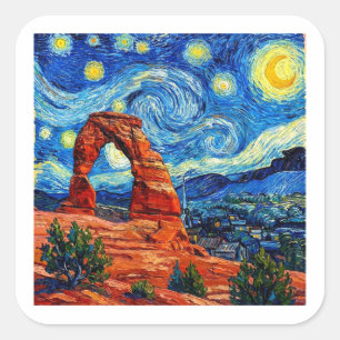 Sticker Carré Parc national des Arches de Nuit étoilée