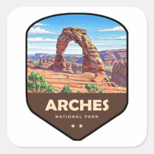 Sticker Carré Parc national des Arches Utah Bouclier