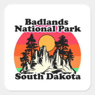 Sticker Carré Parc national des Badlands vintage