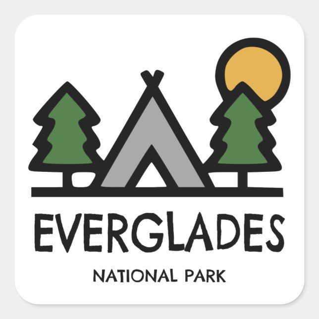 Sticker Carré Parc national des Everglades (Devant)