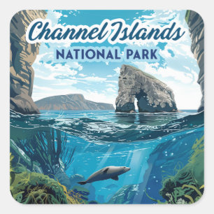 Sticker Carré Parc national des îles Channel Californie Océan