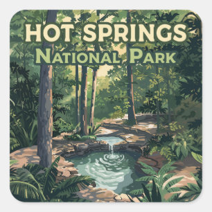 Sticker Carré Parc national des sources chaudes Arkansas Retro