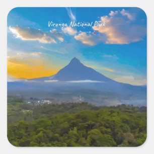 Sticker Carré Parc national des Virunga, RD Congo - Volcan