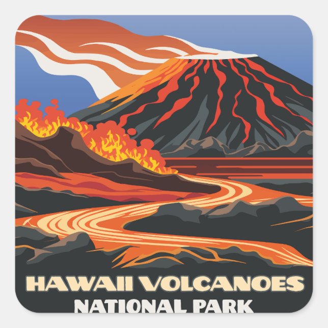 Sticker Carré Parc national des volcans d'Hawaii Mauna Loa Vinta (Devant)