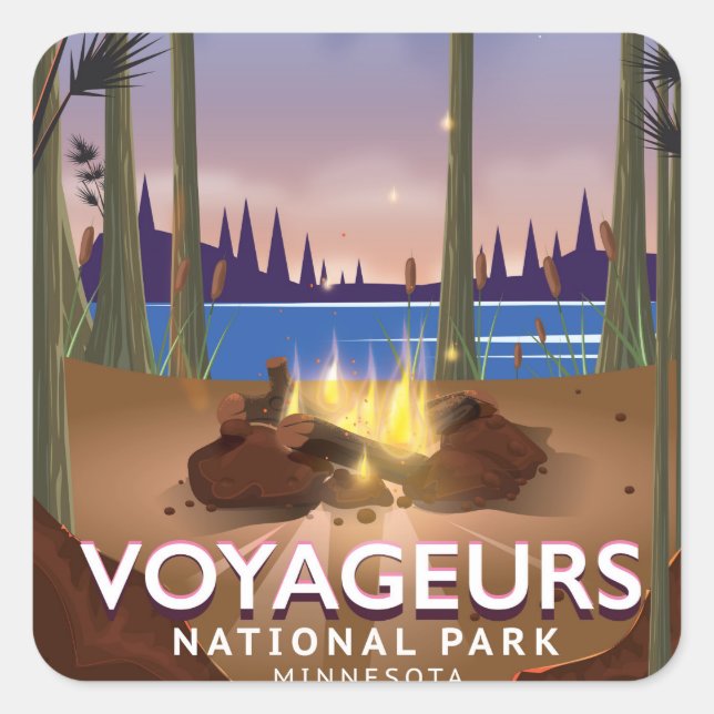 Sticker Carré Parc national des Voyageurs Minnesota affiche voya (Devant)