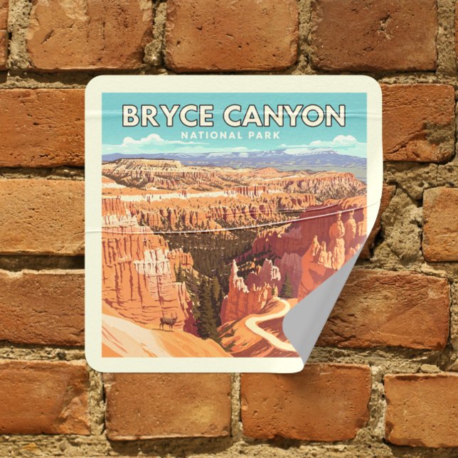 Sticker Carré Parc national du canyon de Bryce vintage (Créateur téléchargé)