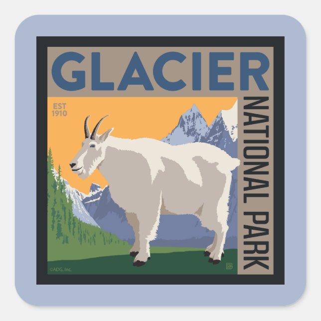 Sticker Carré Parc national du Glacier | Chèvre (Devant)