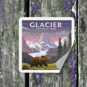 Sticker Carré Parc national du Glacier vintage