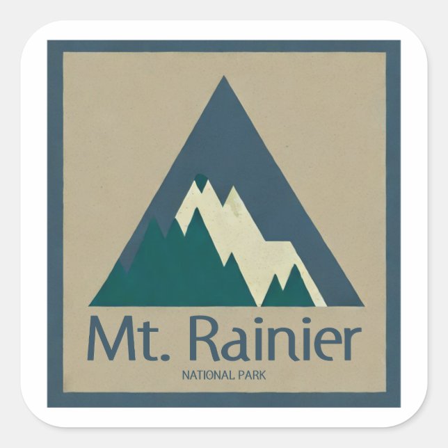 Sticker Carré Parc national du Mont-Rainier Rustique (Devant)