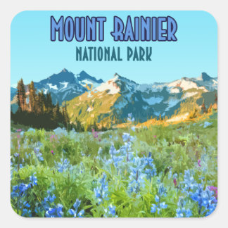 Sticker Carré Parc national du Mont Rainier Washington Vintage