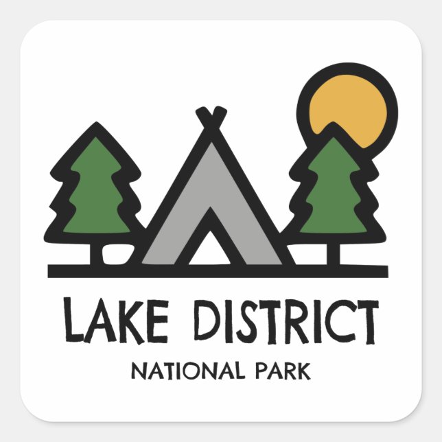 Sticker Carré Parc national Lake District (Devant)
