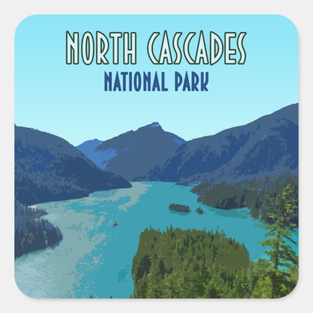 Sticker Carré Parc national North Cascades Washington (Devant)