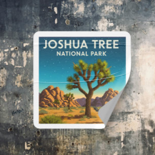 Sticker Carré Parc national vintage de Joshua Tree