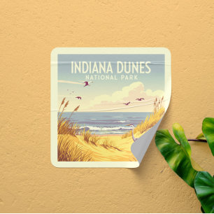 Sticker Carré Parc national vintage des dunes de l'Indiana