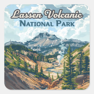 Sticker Carré Parc national volcanique de Lassen California Volc