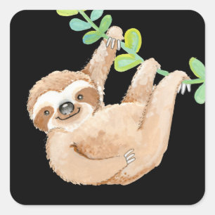Sticker Carré Paresseux de jungle mignon fantaisiste