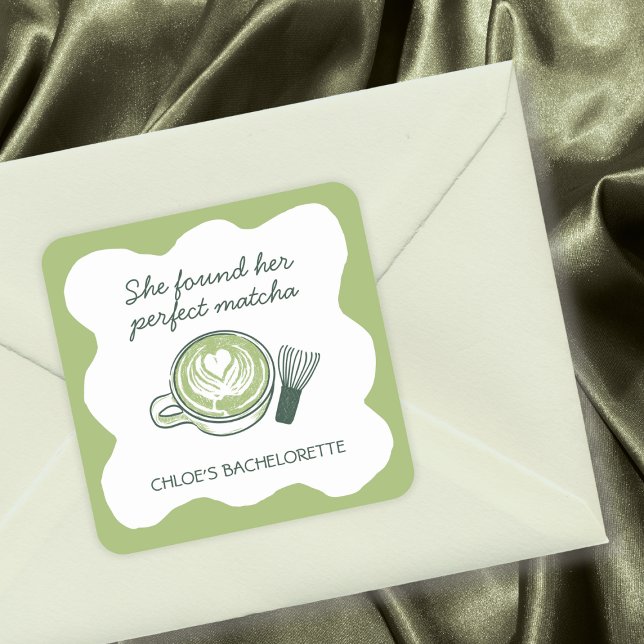 Sticker Carré Parfait Matcha Thé Vert Enterrement de Vie de Jeun (Perfect Matcha Green Tea Bachelorette Square Sticker)