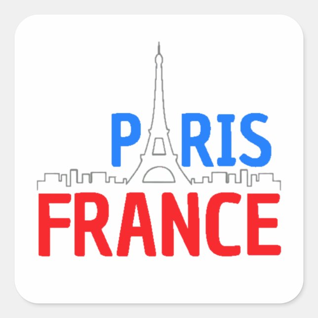 Sticker Carré Paris France, Parisian, Bonjour (Devant)