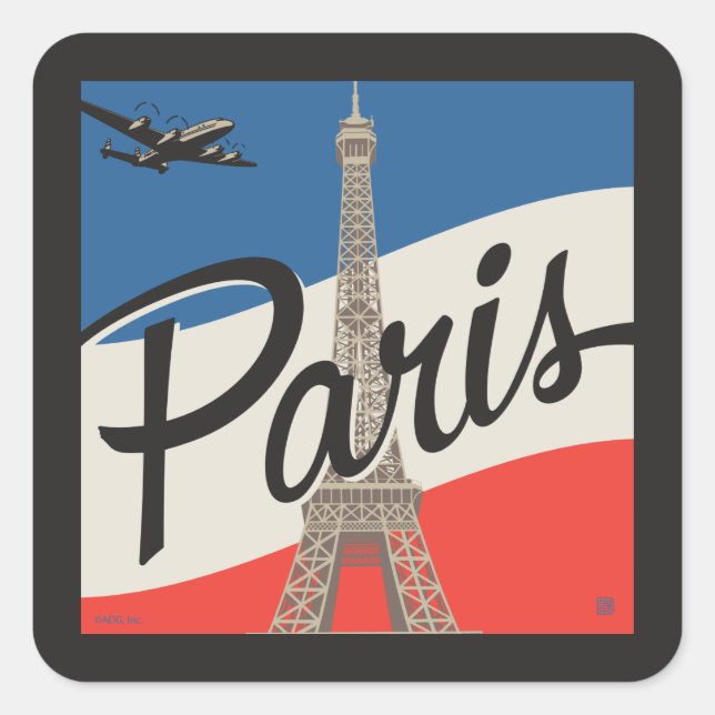 Sticker Carré Paris France | Tour Eiffel (Devant)