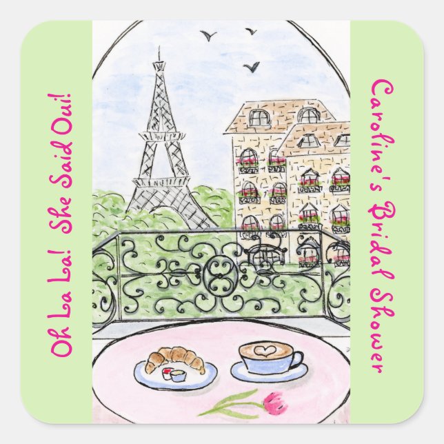 Sticker Carré Paris Tour Eiffel capricieux RÉCEPTION DE MARIÉE (Devant)