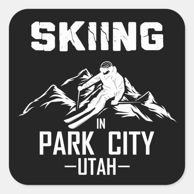 Sticker Carré Park City Utah ski (Devant)