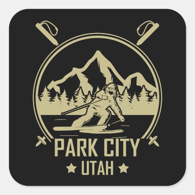 Sticker Carré Park City Utah ski (Devant)