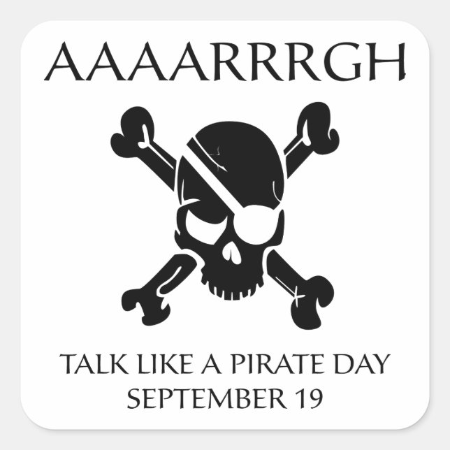 Sticker Carré Parler Comme Un Jour De Pirate (Devant)