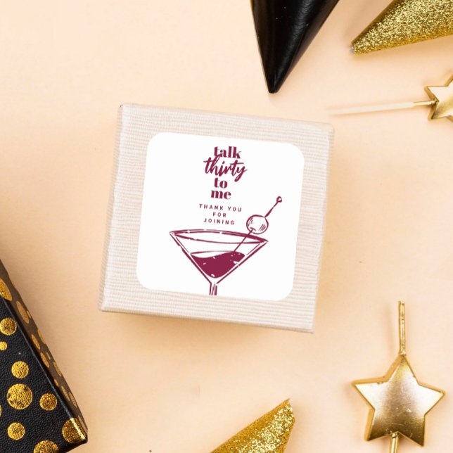 Sticker Carré Parlez Trente pour moi Martini 30e fête d'annivers (Créateur téléchargé)