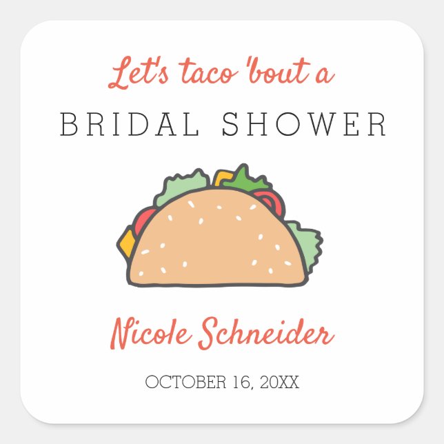 Sticker Carré Parlons Taco D'un Mariage (Devant)