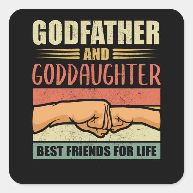 Sticker Carré Parrain Godgirl Godchild et parrain Cadeau (Devant)