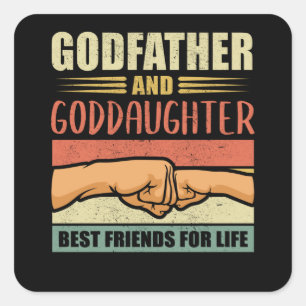 Sticker Carré Parrain Godgirl Godchild et parrain Cadeau