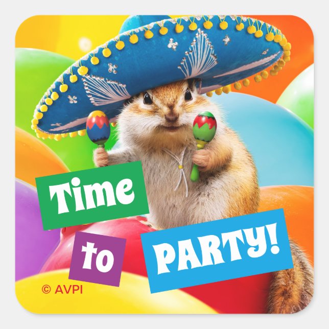 Sticker Carré Parti Chipmunk En Sombrero (Devant)
