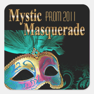 Sticker Carré Partie mystique de mascarade du bal d'étudiants
