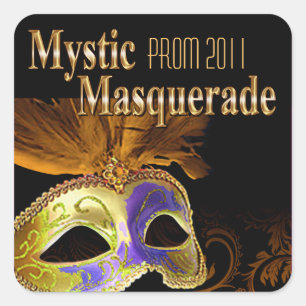 Sticker Carré Partie mystique de mascarade du bal d'étudiants