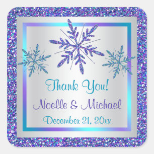 Sticker Carré Parties scintillant Aqua en argent violet REGARDER